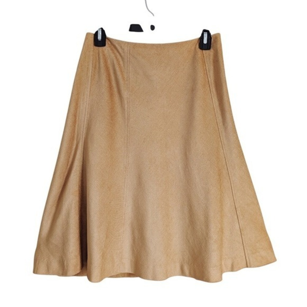 Banana Republic Vintage 90s Academia Western Tan Faux Suede A-line Midi Skirt